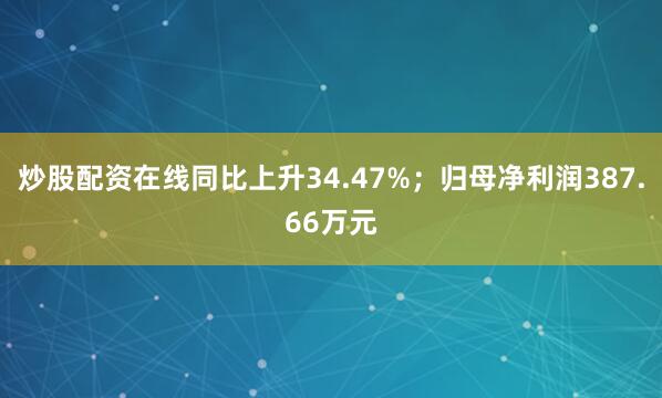 炒股配资在线同比上升34.47%；归母净利润387.66万元